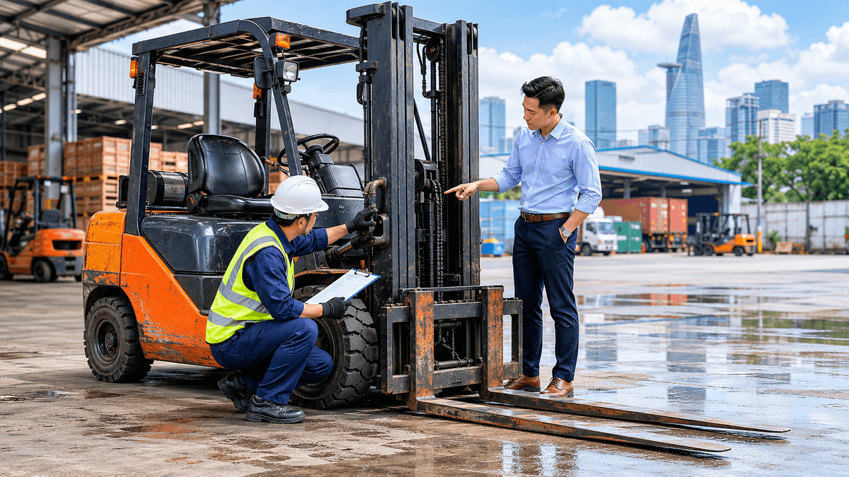 Mua Xe Nâng Dầu Cũ TPHCM: 9 Điểm Cần Kiểm Tra Trước Khi Chốt Xe