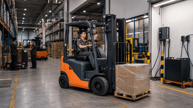 Cho Thuê Xe Nâng Điện Cho Kho 3 Ca: Cần Hỏi Gì Về Bình, Sạc Và Xe Dự Phòng?